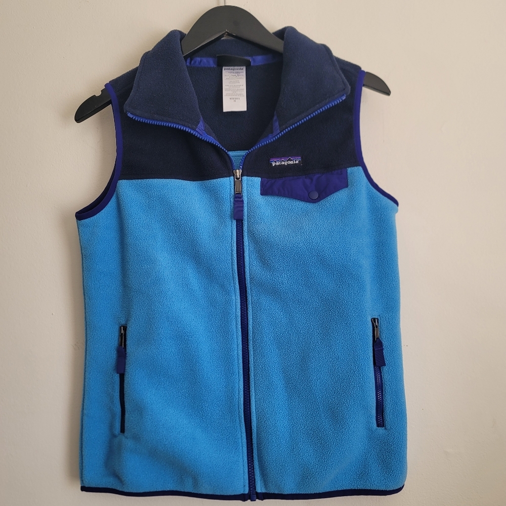 Patagonia Synchillae Women's Snap-T Vest Fleece Size M Blue Retro Colorblock